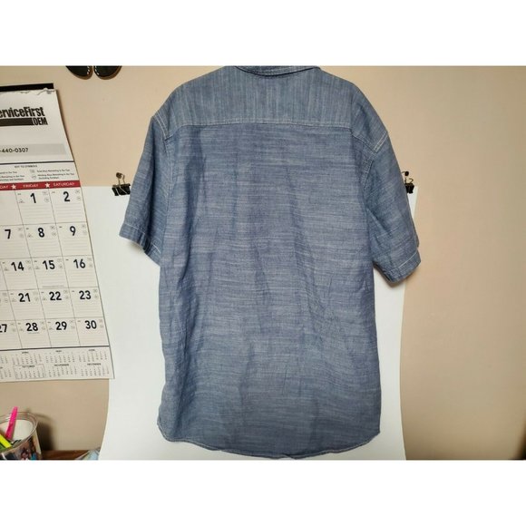 Woolrich Mens Chambray Button Down Short Sleeve Shirt Sz Medium M - Picture 5 of 5
